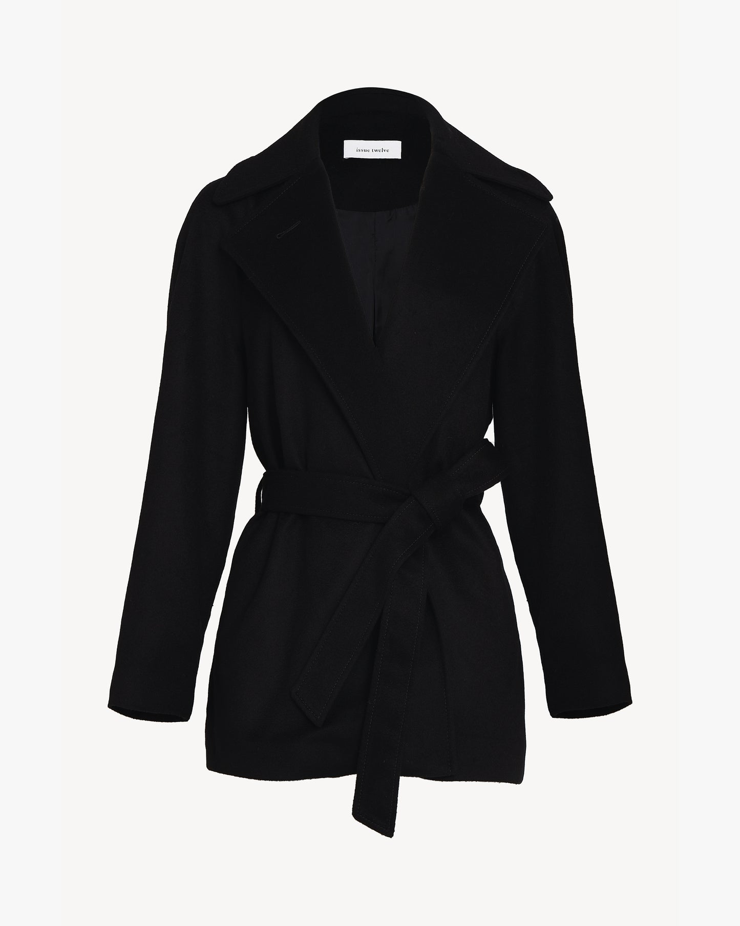 Issue Twelve Emma Coat in Black Wool Cashmere 